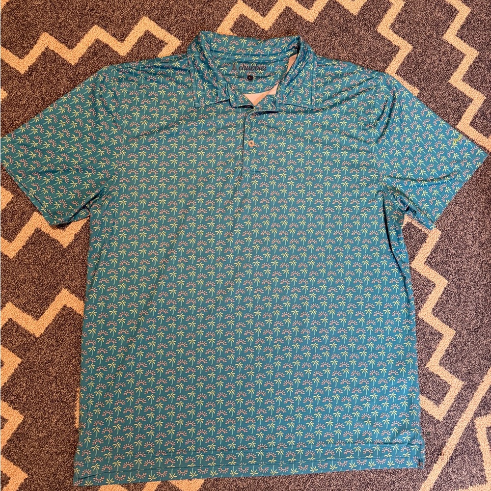 Chubbies Teal Palm Print Polo Shirt